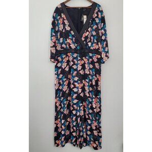 Blank London Womens Miley Printed Wide Leg Jumpsuit Size 1X V Neck A Line NWT